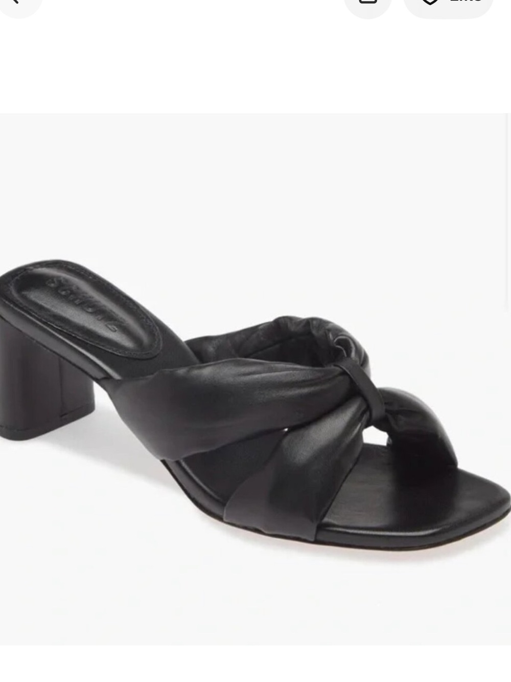 SCHUTZ Fairy Mid Sandal Black Leather Knotted Mule Heels Size 7 NWT